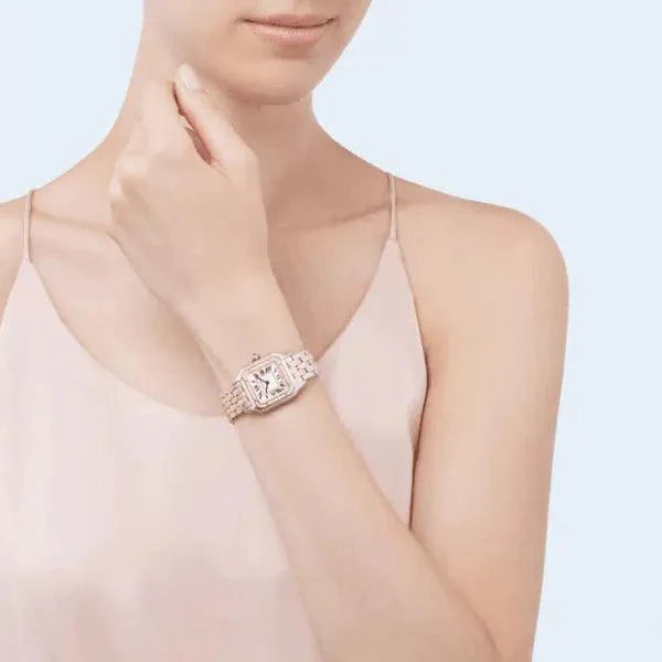 Montre Cartier - Panthère Argenté Rose Pierres